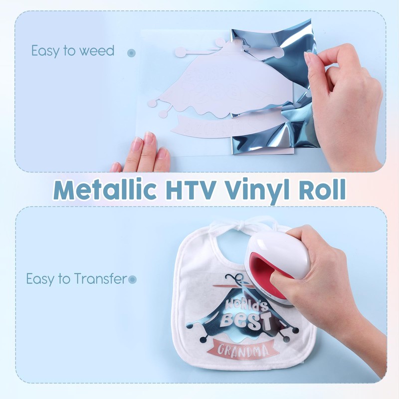 HTVSTD Lake Blue Metallic HTV Heat Transfer Vinyl 12×8ft Iron