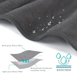 Pawsee Waterproof Dog Blanket, Pet Blanket, Waterproof Blanket, Sofa, Puppy, Cat, Fleece Throw, Bed, Car Seat, Furniture Protection Cover, Large, 125 x 75 cm, Grey