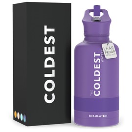 Coldest Insulated Water Bottle with Straw Lid - Stainless Steel Metal Thermos for Men & Women (Galaxy Purple, 64 oz)