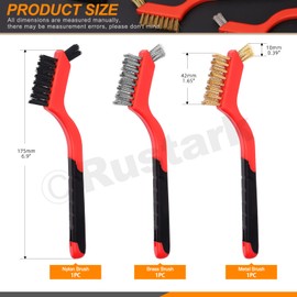 Rustark 10Pcs 7 inches Wire Brushes with Tools Set with Brass Nylon Stainless Steel Bristle Brush Head and Double-Ended Cleaning Brush Tools Scrubbing Wire Brush for Removing Rust Stains Deep Cleaning