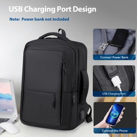 VGOAL Laptop Backpack fit 17.3 inch, Lightweight Carry on Travel Casual Daypack Business Backpack with USB Charging Port for Work, Travel, Daily Use(Black)