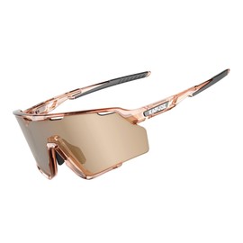 KAPVOE Road Bike Sunglasses, Men's, Women's, Polarized, Dimmable, Triathlon, Bike Compatible, Sports Sunglasses, Anti-Fog Coat, Lightweight TR90 Frame, UV400 UV Protection (Anti-Fog Polarized Orange)