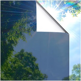 Coavas One Way Privacy Window Film, Sun Blocking Reflective Window Film See Out Not in, Heat Control Window Tint for Home, Anti UV Static Cling for Windows Glass Door (Blue, 17.5 x 78.7 inches)