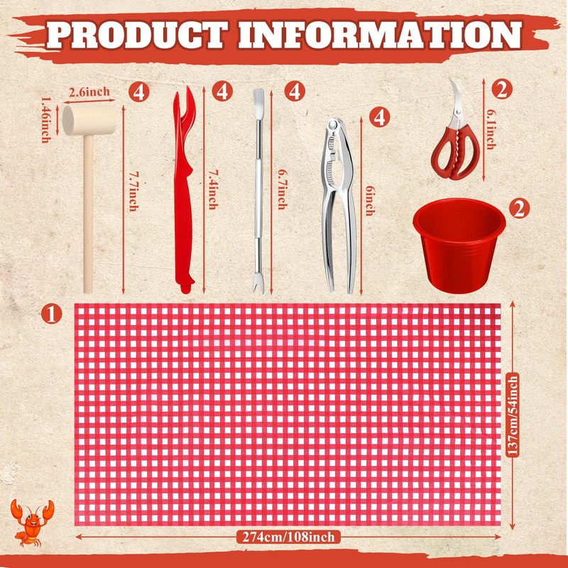 SmoothNovelty 21 Pcs Seafood Tools Set Seafood Boil Party Supplies