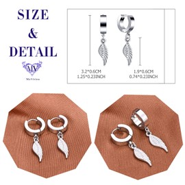 MicVivien Stainless Steel Piercing Hoop Huggie Angel Wings/Anchor/Cross Dangle Earrings for Mens Womens Teens, Hypoallergenic
