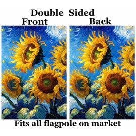 ShineSnow Oil Painting Abstract Sunflowers Sunlight Spring Summer Blue Sky Garden Yard Flag 12"x 18" Double Sided Polyester Welcome House Flag Banners for Patio Lawn Outdoor Home Decor