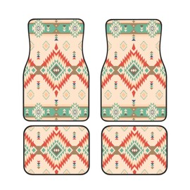 Native Southwest Aztec Navajo Car Floor Mats,Anti-Slip Front & Rear Foot Mats Set of 4 for Car Decor,Universal Floor Mats Fit Sedan,SUV