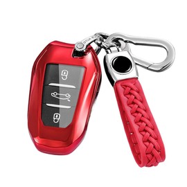 MEDZUK 5 Colours Key Case, Compatible with Citroen C5 Aircross 2018-2024 2025 Car Key Case with Key Fob Accessories Protective Case, red