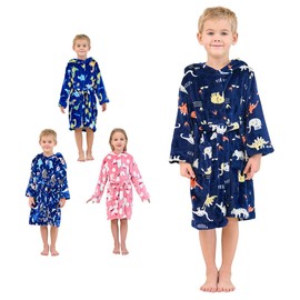 Kids Bathrobes Toddler Animal Cartoon Dinosaur Robes Unisex Boys Girls Bathrobe Children Sleepwear Novelty Pajamas 6-7 years