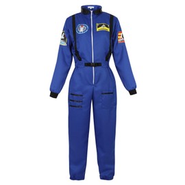 Zhitunemi Adult Astronaut Costume Women: Space Costume Womens Jumpsuit Space Suit - Halloween Costumes Woman 2025 Theme Party Blue M