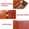 Wooden Storage Box Rustic Desktop Organizer with Drawers/Labels 4 Tier