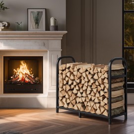 suchown 30 Inch Firewood Rack Outdoor with Log Carrier Bag, Indoor Fire Wood Holder, Metal Heavy Duty Log Holder, Rustproof Firewood Storage Tool for Fireplace Patio Deck