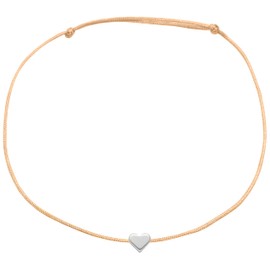 Selfmade Jewellery Heart anklets made of macrame band with hearts in silver, adjustable size, foot chain anklet incl. Jewellery bag, Base Metal, peach