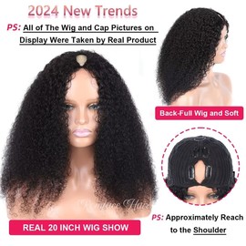 Echthaar Perücke 180% Density Real Hair Wig Human Hair Wigs For Women V Part Real Lockiges Menschliches Haar Perücke Afro Curly Wigs Human Hair Brasilianische Perücken Echthaar Damen 18 Zoll