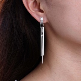 Inateannal Boho Long Bar Drop Earrings Gold Metal Bar Dangle Earrings Vertical Bar Line Earrings Crystal Stud Earrings Minimalist Vertical Long Bar Earrings Jewellery for Women, Zinc, No Gemstone