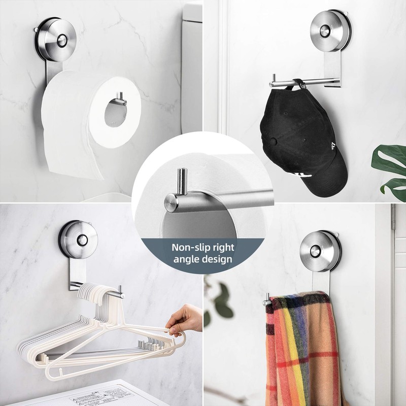YOHOM Suction Cup Toilet Paper Holder Bathroom Hooks for Towel