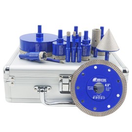 SHDIATOOL Diamond Tile Drill Bits Kit 13pcs, Porcelain Hole Saw Sets, Core Bits Cutter for Drilling Ceramic Marble Granite (6/6/8/20/25/35/50/75/100/20MM/2/6MM/4.5“)