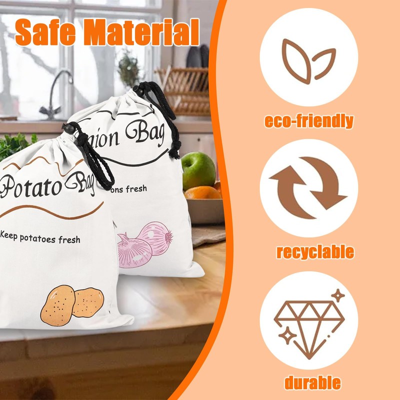 Potato Onion Storage Bag Set, Potato Bag with Drawstring Closure,