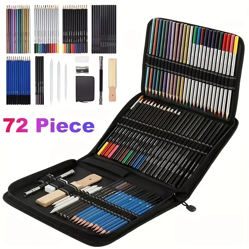 54-Piece Drawing and Sketching Kit for Artists – Complete Pencil