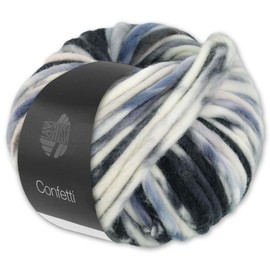 Frida's Wollhaus Lana Grossa 100 g Confetti Wool Yarn Knitting Merino Wick Yarn Thick 10 Colours (10 | Raw White/Light Grey/Grey Blue/Anthracite)