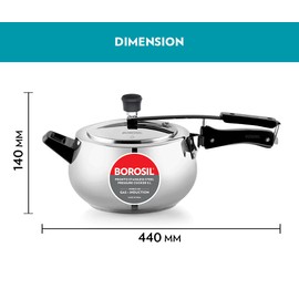 Borosil Pronto Stainless Steel Pressure cooker 5L