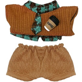 Shirt & Pants Set with Necktie for 3.9 inches (10 cm), Brown