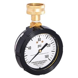 PROFESSIONAL EQUIPMENT Water Pressure Gauge, Freeze Proof, 3/4 in Female Garden Hose Thread, 2 1/2 in Dial