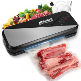 Vacuum Sealer Machine for Food Storage,6-in-1 Food Sealer for Preservation,80kpa Vacuum Sealing Machine with Touch Control, Starter Kit with Stainless Steel Panel, Black1