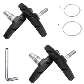 2 Pairs V Bike Brake Pads, 70mm V Brake Blocks, Bicycle Brake Blocks Set with Hex Nuts and Spacer, 1 hexagonal spanner and thread core included, for Road Bikes Mountain Bikes