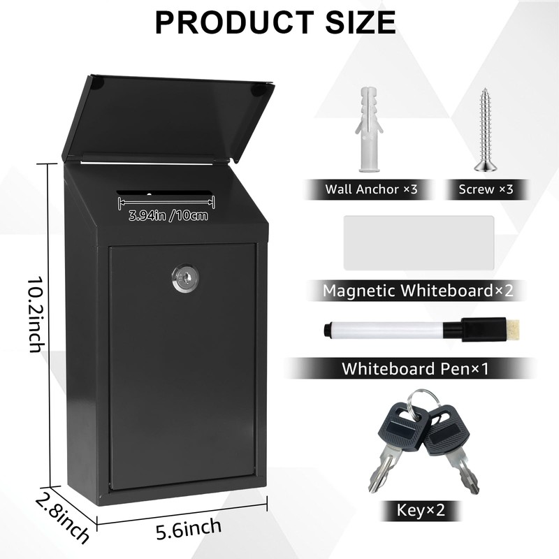 Metal Suggestion Box Donation Box with Slot Drop Box with