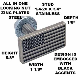 Tricktoppers All Metal Cast 3D Universal Motorcycle License Plate Frame Fastener Tag Bolt Kit with Stainless Steel Stud and Antique Nickel Finish - Tactical Ghost USA Flag (2 Pcs)