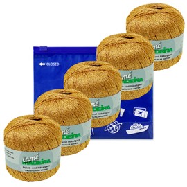 Madeira Lamé Glitter Yarn Knitting Yarn Metallised Crochet Yarn 5 x 25 g Colour 421 Gold