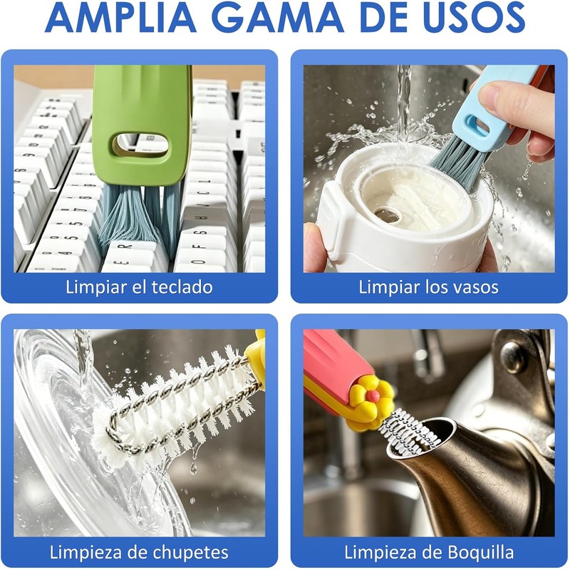 3PCS Cepillo para Botellas, Genérico Cepillo Limpieza Tapa Taza 3