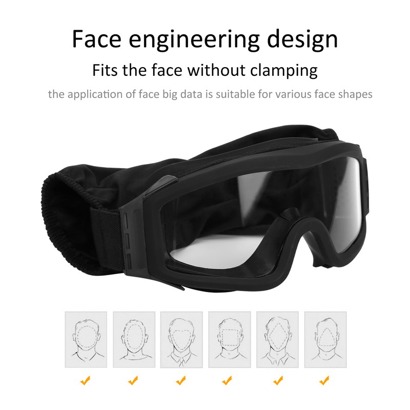 Tactics DustProof Protective Glasses Impact Resistant AntiExplosion Military Goggles(Black Frame