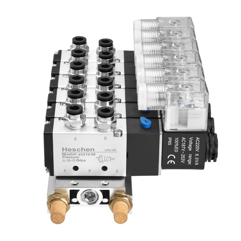 Heschen Electrical Pneumatic 6 Solenoid Valve, 4V210-08, AC220V Coil, PT1/4''