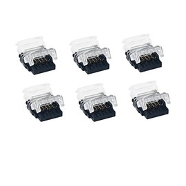 6 Pin 12mm Strip to Wire Quick Connect LED Connector for Non-Waterproof RGBCCT/WW 5050 LED Strip (Not Waterproof) (Not Waterproof)