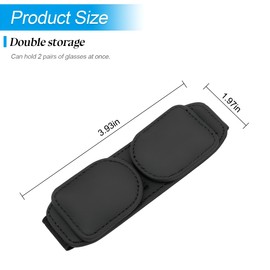 FALVFUN Car Sun Visor Sunglass Holder, PU Leather Magnetic Vehicle Eyeglass Hanger Double Clip, Automotive Interior Glasses Hanging Mount Accessories, Universal for SUV Sedan Truck (Black)