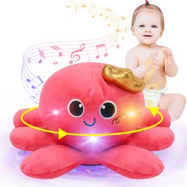JoyyiKinddy Musical Octopus Baby Toy - Crawling & Rotating Octopus Toy with Recording, Light-Up Voice Control, Clap Hands Awake for 2-6 Year Old Boys and Girls, Tummy Time Sensory Toy