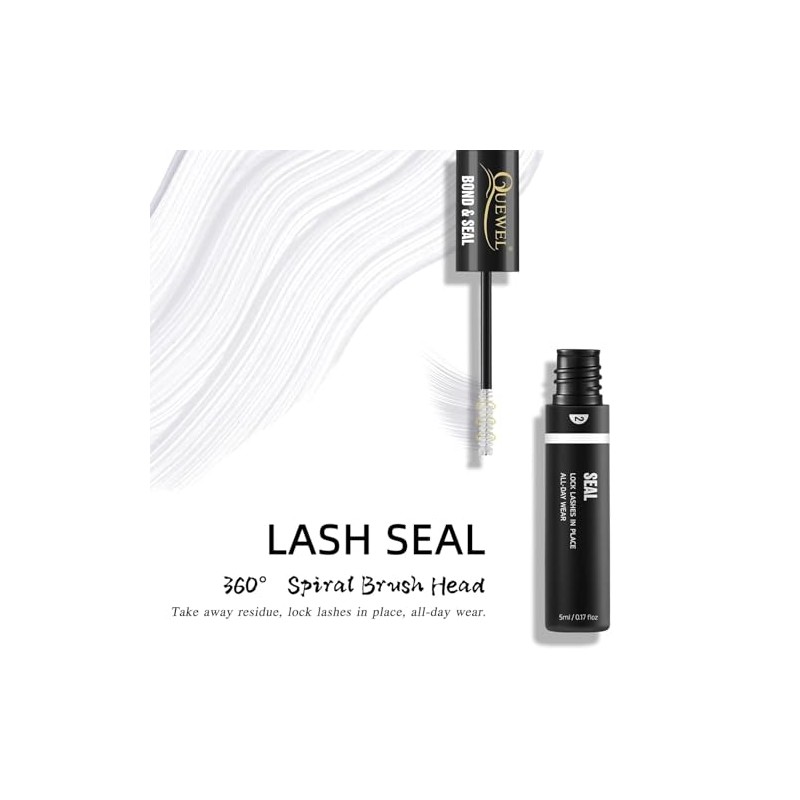 QUEWEL Pegamento para Pestañas Lash Bond and Seal,Pegamento de Pestañas