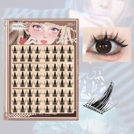 TAKE-ME japan False Eyelashes, Partial Bundle, 64 Pcs, For Beginners, Transparent Axis, Korean Style Makeup, Large Eyes, Lightweight, For Partial Use, Cartoon Style Makeup, Soft (FC024)