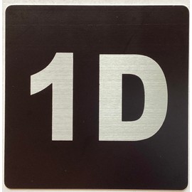 Apartment number 1D sign - UNIT NUMBER 1 SIGN/SUITE 1D SIGN (BLACK, SIZE 4x4 inch, DOUBLE SIDED TAPE) -Broadway Line