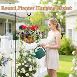 XXFBJNMD 4 Pack 12 Inch Hanging Baskets for Plants Outdoor Metal Hanging Planter Basket with Coco Coir Liner Hanging Flower Baskets Hangings Flower Pots Holder for Garden, Patio(AX)