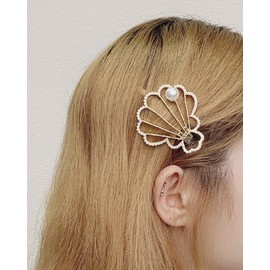 Zeshimb Boho Shell Hair Clip Vintage Pearl Cowry Hairclips Conch Pearl Hair Pin Barrette Beach Shell Decorative Hair Accessories for Women and Girls