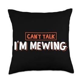 Can't Talk Im Mewing Trend Funny Meme Facial Tongue Posture Throw Pillow