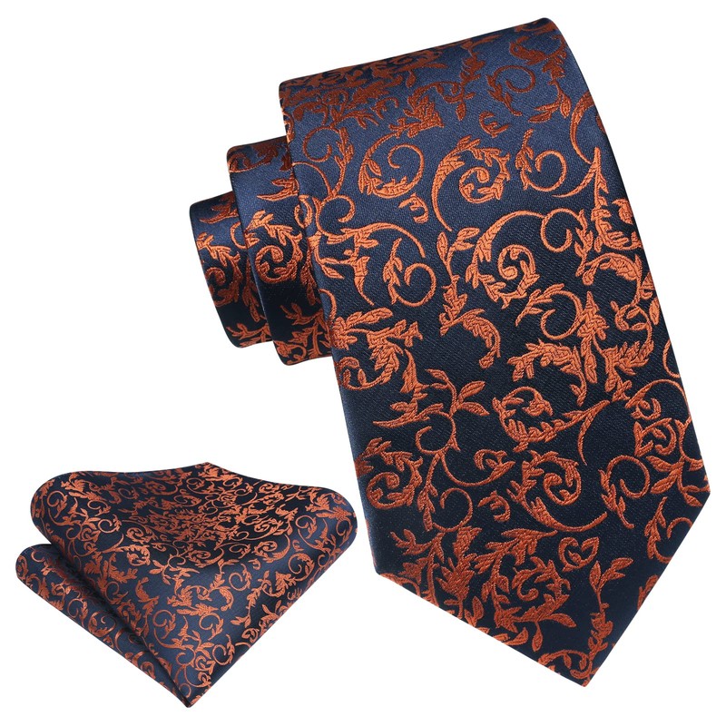 HISDERN Floral Paisley Wedding Tie Handkerchief Men's Necktie & Pocket