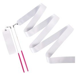 2pcs Dance Ribbons, 2m Kids Long Gymnastics Ribbon Twirling Ribbons Dancing Ribbon Streamers for Artistic Dance Training Party, with Ribbon Dancer Wand (White)