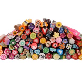 200pcs 3D Cute Designs Nail Art Fimo Canes Sticks Stickers Rods Gel Tips Manicure Decoration + Blade