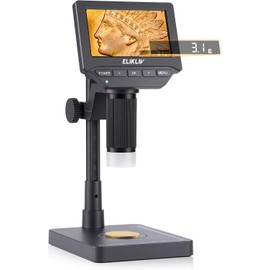 Elikliv EDM4C Coin Microscope with Scale：4.3" Digital Microscope with Adjustable LED, Error Coin Magnifier with Screen & Weighing Scope for Collectors,