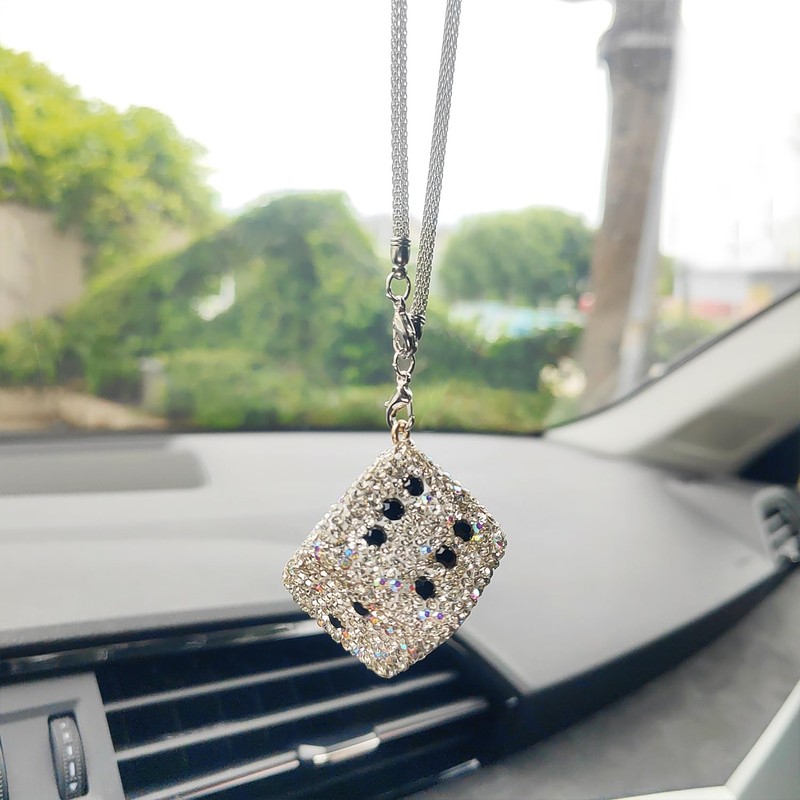 Bling Dice Rear View Mirror Accessories, Cute Car Accessories for