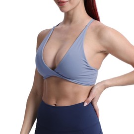 Aoxjox Women's Workout Sports Bras Fitness Backless Padded Sienna Low Impact Bra Yoga Crop Tank Top, Lazuli, S